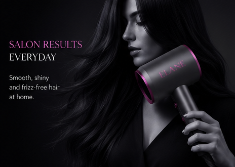 ELANE Professional Hair Dryer – High-Speed Ionic Hair Dryer with 110,000 RPM Motor, Fast Drying, Low Noise, 3 Heat Settings, 2 Speed Settings, Cool Shot Button & Magnetic Styling Attachments