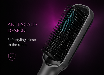 ELANE Hair Straightener Brush – Ionic Heated Hair Straightening Brush with 5 Temperature Settings, Anti-Scald Design, Fast 30-Second Heat Up, LCD Display, Professional Hair Smoothing Brush for All Hair Types